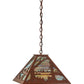 Meyda Lighting Quiet Pond 25" 3-Light Rust Pendant Light With Jade Purple Art Shade Glass