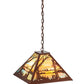 Meyda Lighting Quiet Pond 25" 3-Light Rust Pendant Light With Jade Purple Art Shade Glass