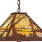 Meyda Lighting Quiet Pond 25" 3-Light Rust Pendant Light With Jade Purple Art Shade Glass