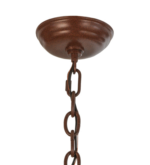 Meyda Lighting Quiet Pond 25" 3-Light Rust Pendant Light With Jade Purple Art Shade Glass