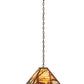 Meyda Lighting Quiet Pond 25" 3-Light Rust Pendant Light With Jade Purple Art Shade Glass
