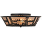 Meyda Lighting Quiet Pond 26223 22" 4-Light Textured Black Flush Mount Light With Silver Mica Shade Glass