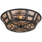 Meyda Lighting Quiet Pond 26223 22" 4-Light Textured Black Flush Mount Light With Silver Mica Shade Glass