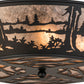 Meyda Lighting Quiet Pond 26223 22" 4-Light Textured Black Flush Mount Light With Silver Mica Shade Glass