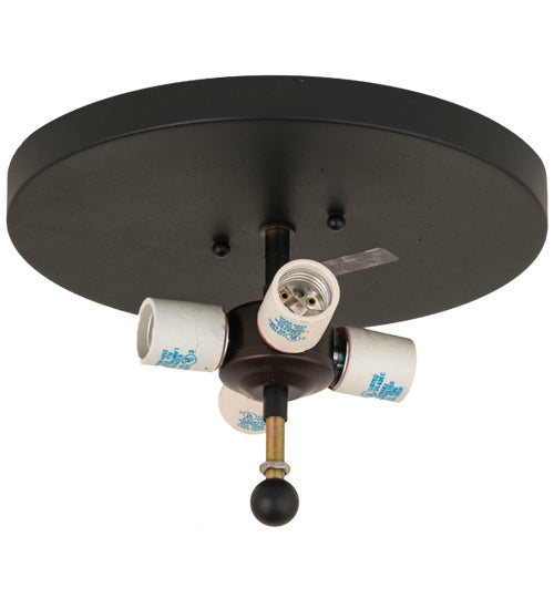 Meyda Lighting Quiet Pond 26223 22" 4-Light Textured Black Flush Mount Light With Silver Mica Shade Glass