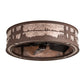 Meyda Lighting Quiet Pond 37" LED Cafe Noir Chandelier With Silver Mica Shade Glass and Fan