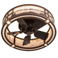 Meyda Lighting Quiet Pond 37" LED Cafe Noir Chandelier With Silver Mica Shade Glass and Fan