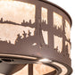 Meyda Lighting Quiet Pond 37" LED Cafe Noir Chandelier With Silver Mica Shade Glass and Fan