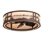Meyda Lighting Quiet Pond 37" LED Cafe Noir Chandelier With Silver Mica Shade Glass and Fan