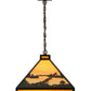 Meyda Lighting Quiet Pond 40" 6-Light Oil Rubbed Bronze Island Pendant Light With Beige Shade Glass