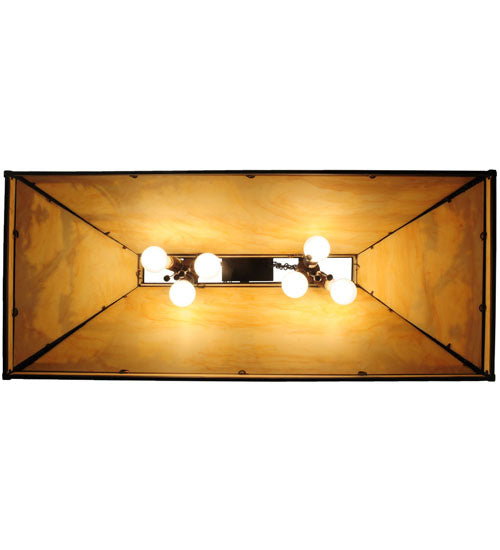 Meyda Lighting Quiet Pond 40" 6-Light Oil Rubbed Bronze Island Pendant Light With Beige Shade Glass