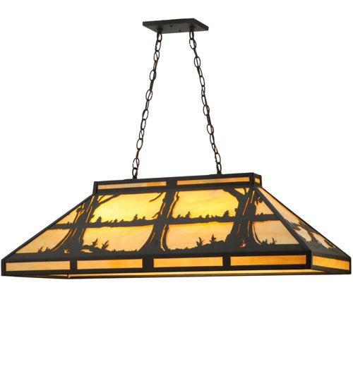 Meyda Lighting Quiet Pond 40" 6-Light Oil Rubbed Bronze Island Pendant Light With Beige Shade Glass
