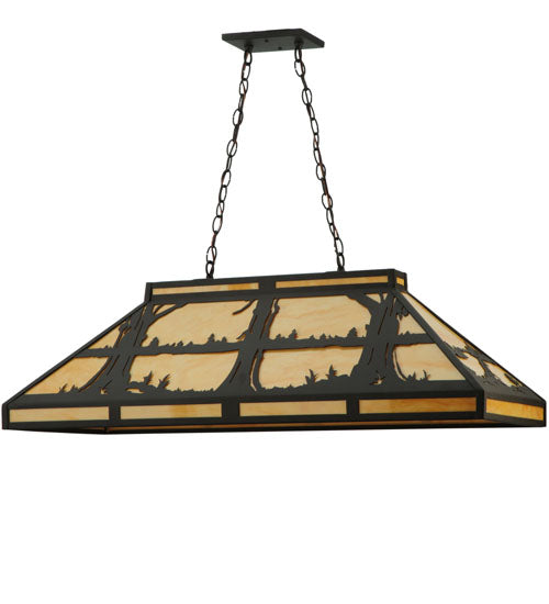 Meyda Lighting Quiet Pond 40" 6-Light Oil Rubbed Bronze Island Pendant Light With Beige Shade Glass