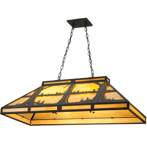 Meyda Lighting Quiet Pond 40" 6-Light Oil Rubbed Bronze Island Pendant Light With Beige Shade Glass
