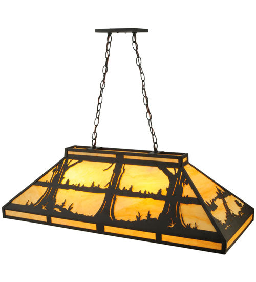Meyda Lighting Quiet Pond 40" 6-Light Oil Rubbed Bronze Island Pendant Light With Beige Shade Glass