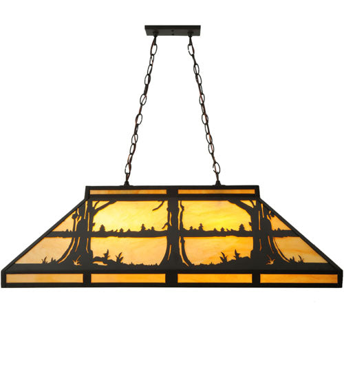 Meyda Lighting Quiet Pond 40" 6-Light Oil Rubbed Bronze Island Pendant Light With Beige Shade Glass