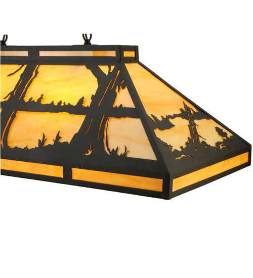 Meyda Lighting Quiet Pond 40" 6-Light Oil Rubbed Bronze Island Pendant Light With Beige Shade Glass