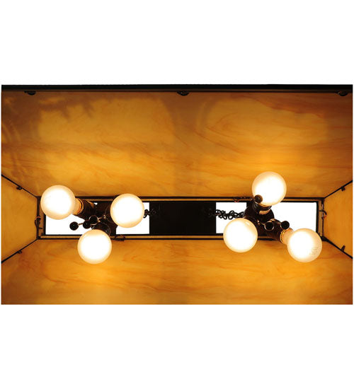 Meyda Lighting Quiet Pond 40" 6-Light Oil Rubbed Bronze Island Pendant Light With Beige Shade Glass