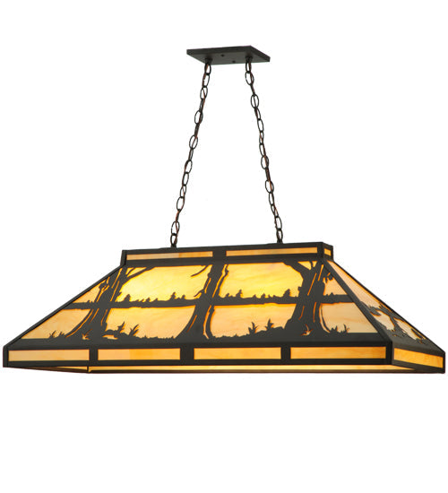 Meyda Lighting Quiet Pond 40" 6-Light Oil Rubbed Bronze Island Pendant Light With Beige Shade Glass