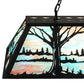 Meyda Lighting Quiet Pond 48" 9-Light Textured Black Island Pendant Light With Sky Blue & Purple Art Shade Glass