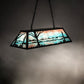 Meyda Lighting Quiet Pond 48" 9-Light Textured Black Island Pendant Light With Sky Blue & Purple Art Shade Glass