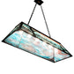 Meyda Lighting Quiet Pond 48" 9-Light Textured Black Island Pendant Light With Sky Blue & Purple Art Shade Glass