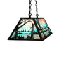 Meyda Lighting Quiet Pond 48" 9-Light Textured Black Island Pendant Light With Sky Blue & Purple Art Shade Glass