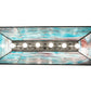 Meyda Lighting Quiet Pond 48" 9-Light Textured Black Island Pendant Light With Sky Blue & Purple Art Shade Glass