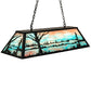 Meyda Lighting Quiet Pond 48" 9-Light Textured Black Island Pendant Light With Sky Blue & Purple Art Shade Glass