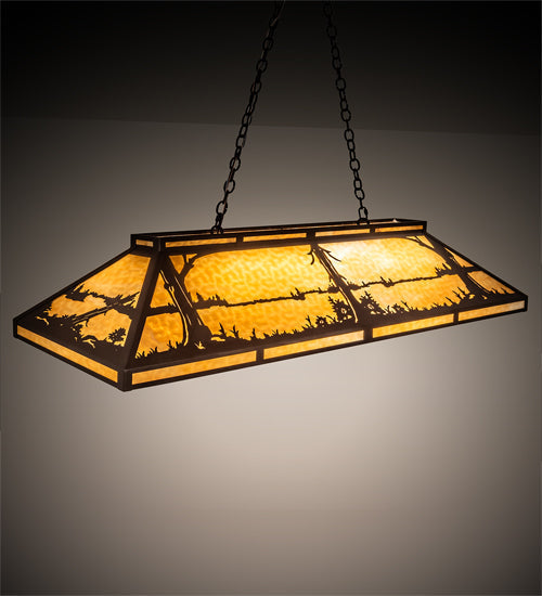 Meyda Lighting Quiet Pond 61" 9-Light Cafe Noir Skirted Island Pendant Light With Beige Shade Glass