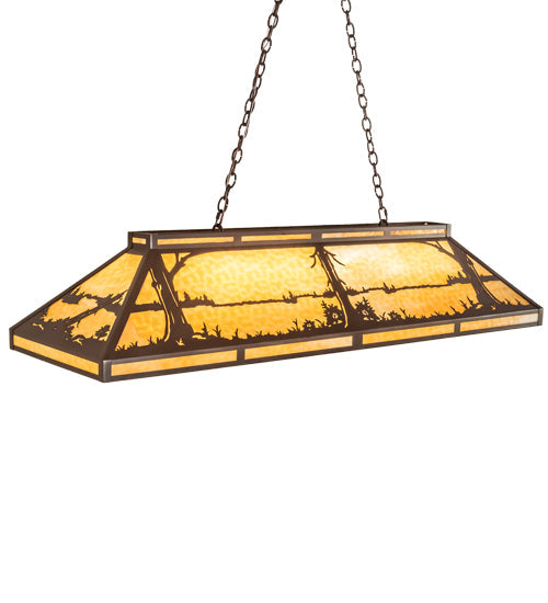 Meyda Lighting Quiet Pond 61" 9-Light Cafe Noir Skirted Island Pendant Light With Beige Shade Glass