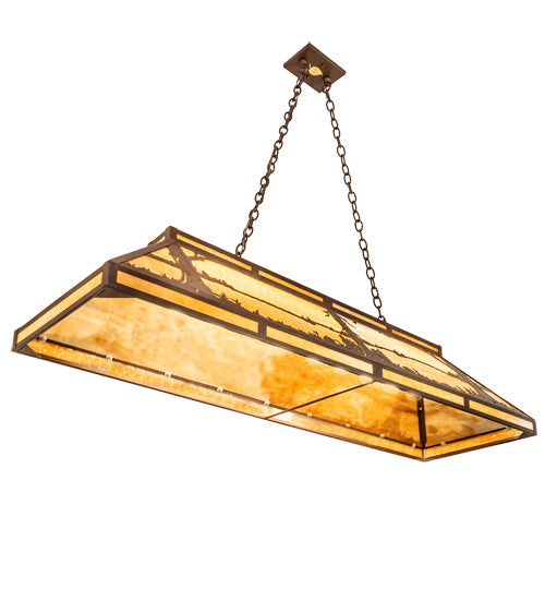 Meyda Lighting Quiet Pond 61" 9-Light Cafe Noir Skirted Island Pendant Light With Beige Shade Glass