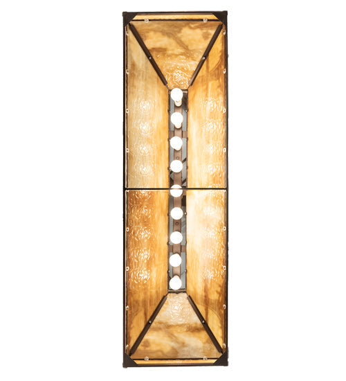 Meyda Lighting Quiet Pond 61" 9-Light Cafe Noir Skirted Island Pendant Light With Beige Shade Glass