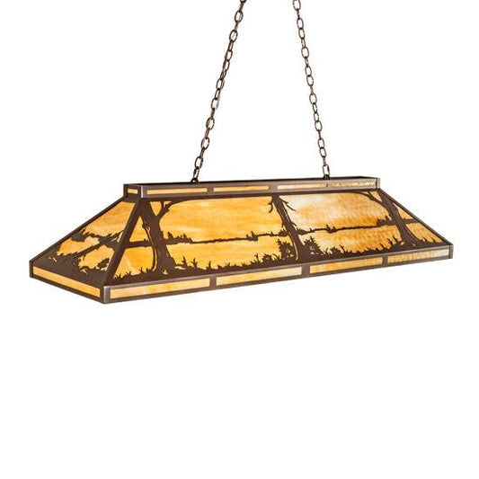 Meyda Lighting Quiet Pond 61" 9-Light Cafe Noir Skirted Island Pendant Light With Beige Shade Glass