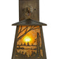 Meyda Lighting Quiet Pond 7" Antique Copper Hanging Wall Sconce With Amber Mica Shade Glass