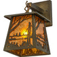 Meyda Lighting Quiet Pond 7" Antique Copper Hanging Wall Sconce With Amber Mica Shade Glass