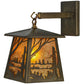 Meyda Lighting Quiet Pond 7" Antique Copper Hanging Wall Sconce With Amber Mica Shade Glass