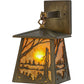 Meyda Lighting Quiet Pond 7" Antique Copper Hanging Wall Sconce With Amber Mica Shade Glass