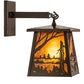 Meyda Lighting Quiet Pond 7" Timeless Bronze Wall Sconce With Amber Mica Shade Glass