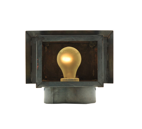 Meyda Lighting Quiet Pond 9" Craftsman Brown Wall Sconce With Beige Iridescent Shade Glass