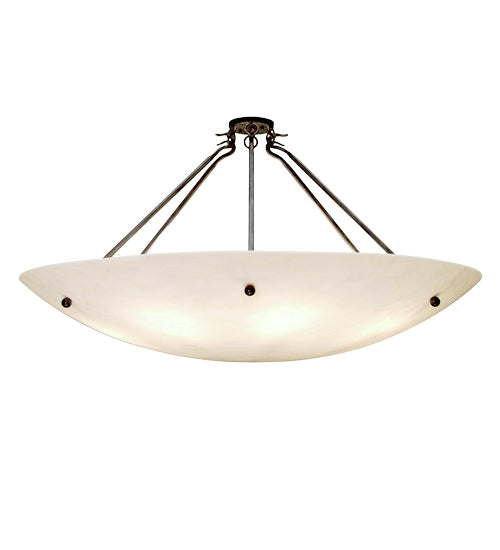 Meyda Lighting Quinby 48" 8-Light Antique Iron Gate Inverted Pendant Light With Whitestone Idalight Shade