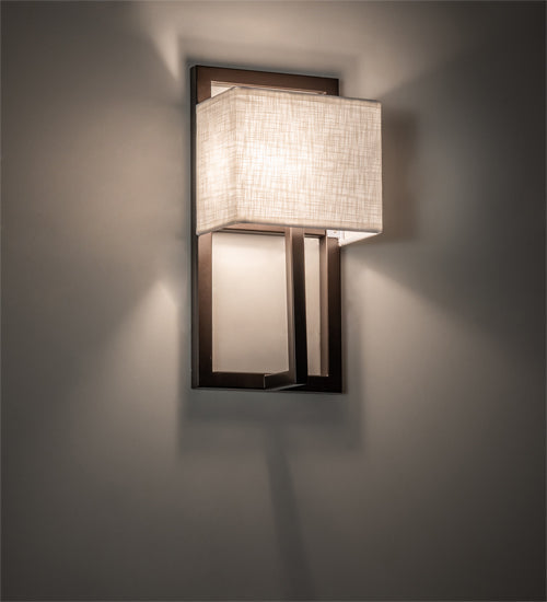 Meyda Lighting Quincy 6" Bronze Wall Sconce With Off White Textrene Shade