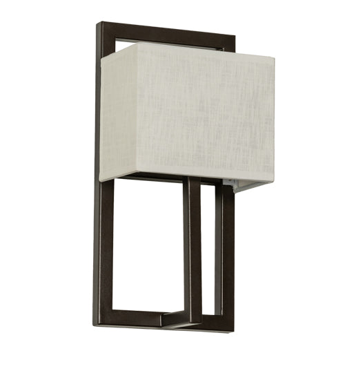 Meyda Lighting Quincy 6" Bronze Wall Sconce With Off White Textrene Shade
