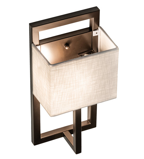 Meyda Lighting Quincy 6" Bronze Wall Sconce With Off White Textrene Shade