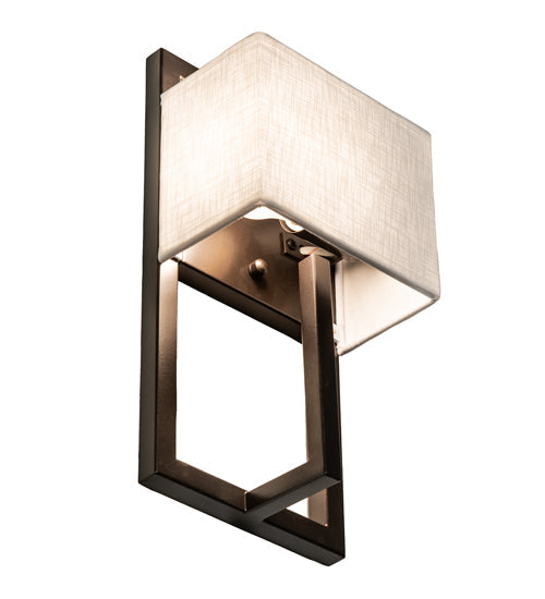 Meyda Lighting Quincy 6" Bronze Wall Sconce With Off White Textrene Shade