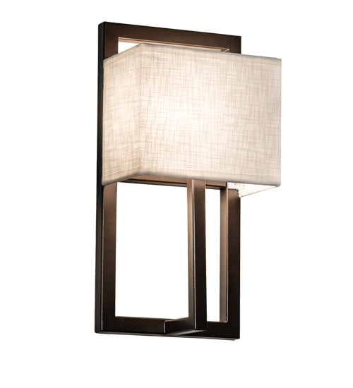 Meyda Lighting Quincy 6" Bronze Wall Sconce With Off White Textrene Shade