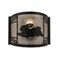 Meyda Lighting Rabbit on the Loose 12" Textured Black Left Wall Sconce With Silver Mica Shade Glass