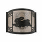 Meyda Lighting Rabbit on the Loose 12" Textured Black Left Wall Sconce With Silver Mica Shade Glass