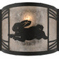 Meyda Lighting Rabbit on the Loose 12" Textured Black Left Wall Sconce With Silver Mica Shade Glass