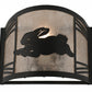 Meyda Lighting Rabbit on the Loose 12" Textured Black Left Wall Sconce With Silver Mica Shade Glass